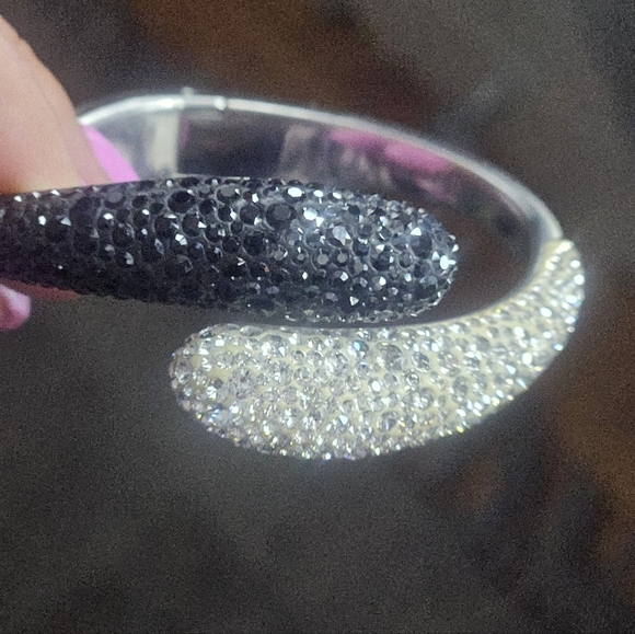 Swarovski Accessories - Black and Silver Textured Bangles